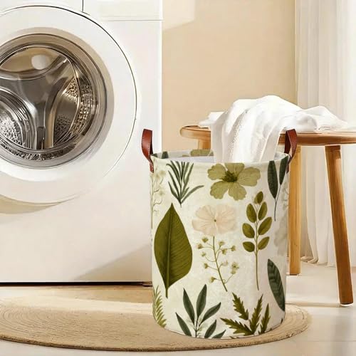 Dark Botanical Laundry Basket Funky Collapsible Laundry Baskets Oxford Cloth Storage Bin Vintage Floral Hamper for Spring Room Decor 15.75x15.75x19.7" - color: Colorful581
