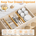 BAMBUROBA Bamboo Drawer Dividers, Adjustable Expandable Drawer Organization Separators - 17-22" for Bedroom, Bathroom, Dresser and Office - 8-Pack - style: bamboo-8Pack