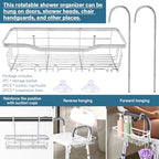 Shower Caddy Hanging, Stainless Steel Showers Organizer Rack with Hooks and Suction Cup for Elderly Seniors Disabled Handicap