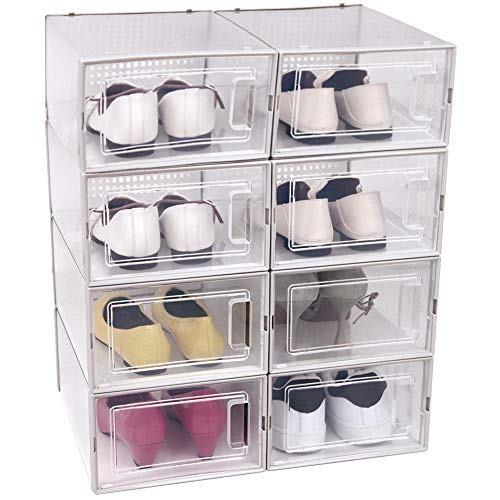 OnDisplay Clik Stackable Interlocking Shoe Box System (Standard Clear/White, Set of 8) - color: Standard Clear/White, size: Set of 8