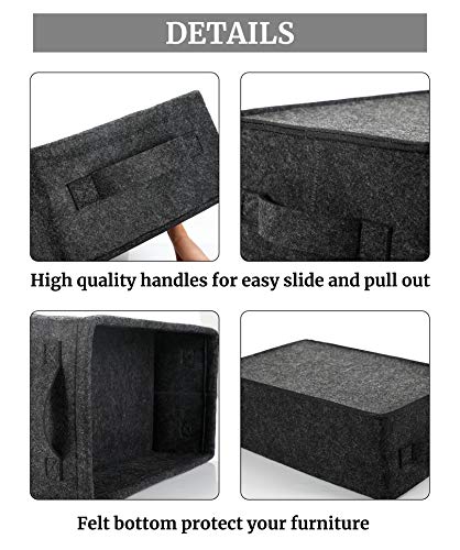Shallow Storage Baskets Bins Medium Fabric Storage Basket Cube Organizer for Shelves Closet Bedroom Living Room Laundry Room Nursery Storage Basket - color: grey felt handles, size: 13 x 8.9 x 4.5 Inch (Pack of 1)