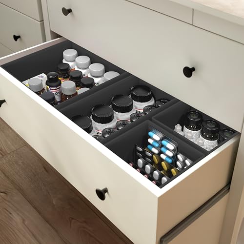 Simple Houseware Underwear Drawer Organizer for Lingerie/Undergarment/Bra/Panty/Sock/Onesie, Set of 6, Dark Gray - color: Dark Gray, size: Set of 6 - 2L / 2M / 2S