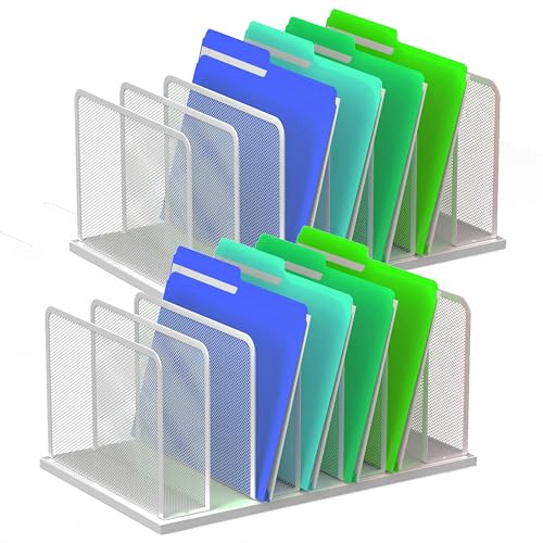 Kuntine.B Desk File Organizer Upright Mesh Desktop Organizer File Sorter Office Organization File Holder for Home, Office & Classroom (Silver, 2 Pack 7-Section) - color: Silver, size: 2 Pack 7-Section