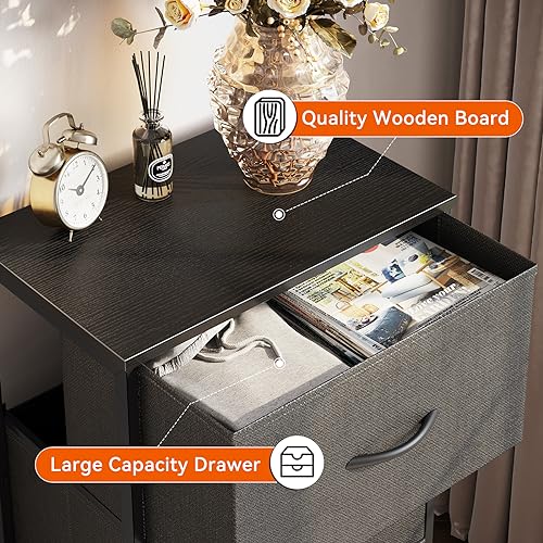 AODK Dresser for Bedroom Nightstand Small Dressers Chest of Drawers End Table for Living Room, Closet Dresser with 3 Storage Drawers Organizer Clothes, Dark Grey - color: Dark Grey