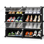 HOMIDEC Shoe Rack, 4 Tier Shoe Storage Cabinet 16 Pair Plastic Shoe Shelves Organizer for Closet Hallway Bedroom Entryway Black - color: Black, style: 2 by 4