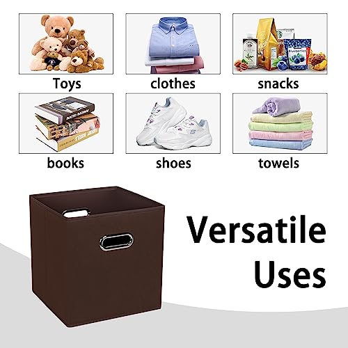 Black Foldable Storage Cubes Bins , Fabric Storage Box Cubes Organizer Baskets with Dual Handles for Home Organizer (Coffee) - color: Coffee, size: 1 Pack