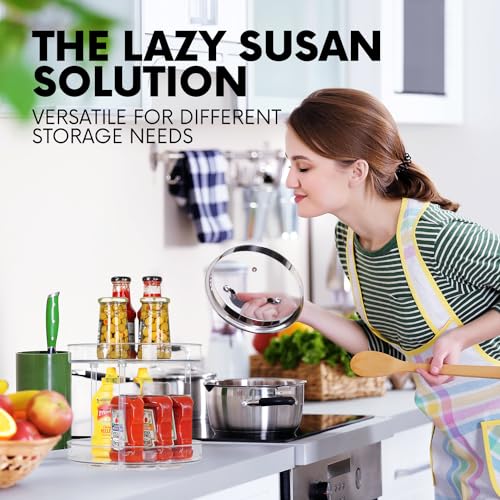 Clear Lazy Susan Organizer, Rotating Kitchen Pantry Organization and Storage, Medicine Cabinet Organizer, Lazy Susan Turntable Organizer for Cabinets, Bathroom, Refrigerator, Dresser, Spice Organizer - size: 10.6"