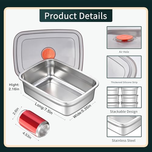 GIUOIDUO 10 Pack Stainless Steel Food Storage Containers with Leak-Proof Lids, 37oz Reusable Metal Meal Prep Lunch Boxes, Stackable, Dishwasher Safe for Snacks, Fruits & On-the-Go Meals, BPA-Free - color: 10 pieces (10 pieces of 37oz)