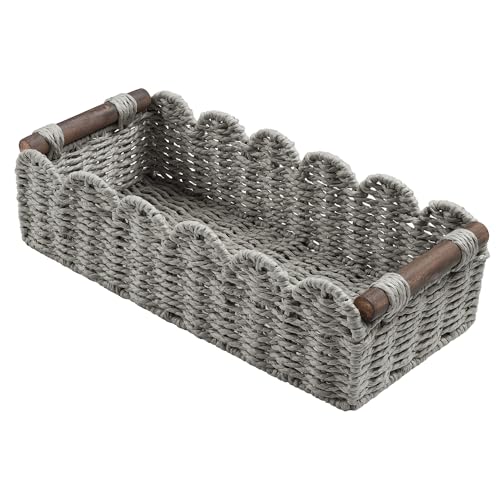 Toilet Paper Storage Basket Bathroom Counter Organizer Wicker Baskets for Organizing Cute Basket for Bedroom Nursery Room Kitchen Bathroom Decor-Gray - color: Gray