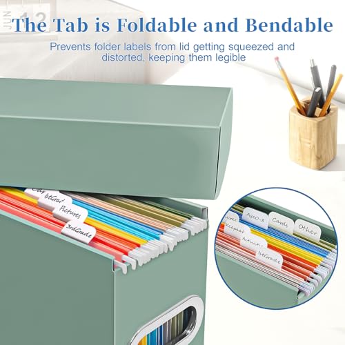 File Organizer Box with Lid & Handle, Thickened Cardboard Hanging File Folder Storage Boxes for Letter Size, Portable Filing Organizer for Office, Home, Classroom, Sage 2 Pack - color: Sage, size: 2 Pack