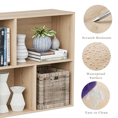 VDNEND Wooden Cube Storage Organizer with Closed Back Panel, 11in Cube Shelf Opening, Bookshelf, Display Shelf,Closet Cabinet for Home and Office (White Oak, 5-Cube 35.98L*9.45W*24.09H) - color: White Oak, size: 5-Cube 35.98L*9.45W*24.09H