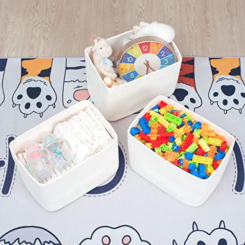 MINTWOOD Design 3-Pack Storage Baskets for Shelves, Playroom and Classroom, Book Basket, Decorative Cube Bins, Woven Closet Organizers, Baby Nursery Baskets, Creamy White - color: Creamy White