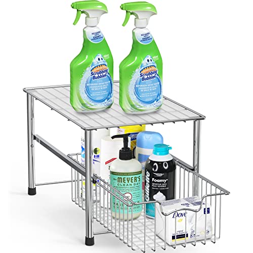 Simple Houseware Chrome Metal Stackable Storage Rack, 16.75 in L x 10.8 in W x 10.25 in H - color: Chrome