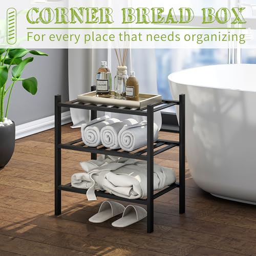BMOSU 3-Tier Bamboo Small Shoe Rack Premium Stackable Shoe Shelf Storage Organizer for Hallway Closet Living Room Entryway Organizer (Black Bamboo) - color: Black Bamboo, size: Small-3-Tier（17*11*18.3inches）