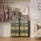 Tohomeor Nightstand with Fabric Drawers Dresser with 2 Tier Shelf Storage Tower for Bedroom Hallway Entryway Closet Organizer Sofa Beside Table Furniture (Multi, 5 Drawers) - size: 15.7"D x 11.8"W x 39"H (5 Drawers)