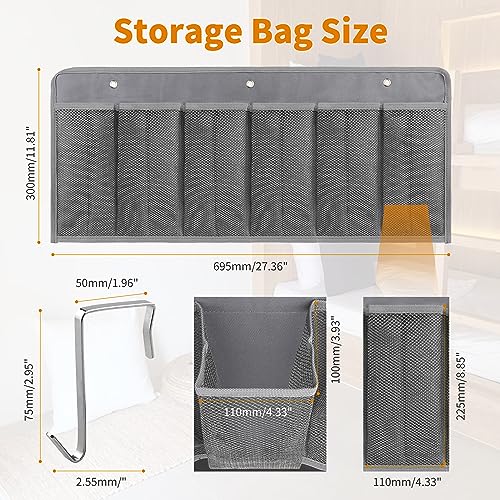 RVZONE RV Shoe Pockets 6 Large Pockets Heavy Hanging Bedside Storage Organizer with Sturdy Hooks Storage Pockets Hangs on bed for Shoes Toys and Tool Accessories - color: Grey, size: Mesh, 1pcs