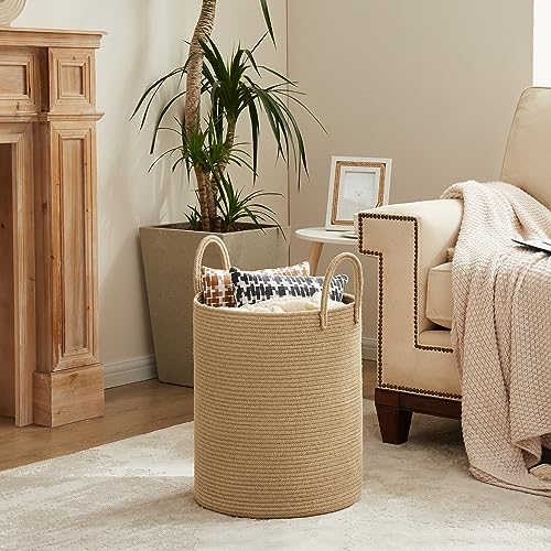 YOUDENOVA Cotton Laundry Hamper, 72L - Woven Collapsible Basket - Jute Brown - color: Jute Brown, size: 72L
