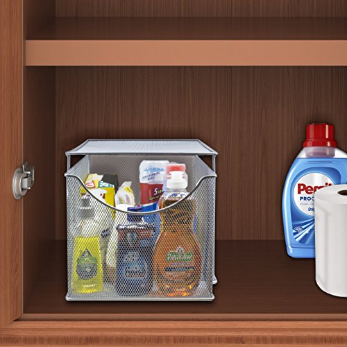 Sorbus® Cabinet Organizer Drawer with Cover—Mesh Storage Organizer w/Pull Out Drawers—Stackable, Ideal for Countertop, Cabinet, Pantry, Under the Sink, Desktop and More (Silver Bottom Drawer) - color: Silver, size: 1 Drawer