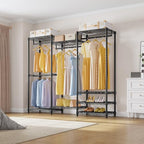 VIPEK V5 Medium Portable Closet Wardrobe Heavy Duty Clothes Rack, Freestanding Closet Metal Clothing Rack with 4 Hang Rods & 8 Shelves, Adjustable Custom Closet Rack, 56.7" Lx15.7 Wx76.4 H, Black - color: Black, size: V5 Medium