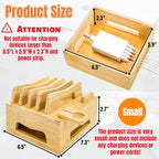 Bamboo Charging Station for Multi Devices, Small Desktop Docking Stand, Cell Phone Docking Station Charger Organizer for Tablets, Smart Watch (No USB Charger No Charging Cables)