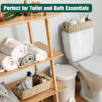 dreamkey Set of 2 Wicker Toilet Paper Storage Baskets, Hand-Woven Paper Rope Bathroom Organizer for Toilet Tank Top & Countertop, Decorative Nesting Baskets with Handles, Beige - style: Paper Rope