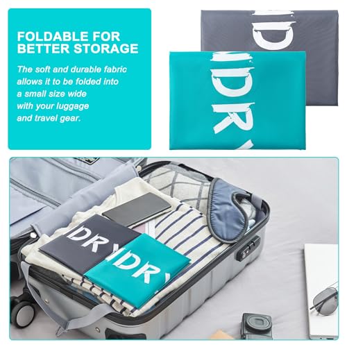 4 Pack XL Travel Laundry Bag, Machine Washable Dirty Clothes Organizer with Drawstring,Large Enough to Hold 4 Loads of Laundry, Easy Fit a Laundry Hamper or Basket Travel Essentials 24" x 36" - color: Grey+Black, size: 24"x36" |4 Pack