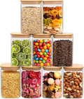 ComSaf 1.2 Qt Glass Storage Containers with Lids, Glass Jars with Lids, Clear Food Storage Jar, Square Canister Set of 9, Pantry Organizers and Storage for Cookie Flour Oat Pasta Tea Coffee Bean - size: 1.2Qt*9