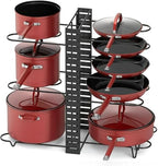 Pots and Pans Organizer for Cabinet, 3-in-1 Adjustable Cookware Storage Rack System, 8 Tier Pot Organizers Rack, Adjustable Pan Organizer under Cabinet Kitchen Organization and Storage 16.5 Height.