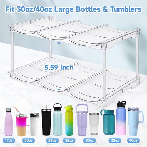 Stackable Water Bottle Organizer for Stanley 40 oz Tumbler, Water Bottle Holder for Cabinet, Pantry Kitchen Organizers and Storage for Stanley Cup Accessories, Tumbler Organizer and Wine Rack, 4Pack - size: SPO-JM-4Pack