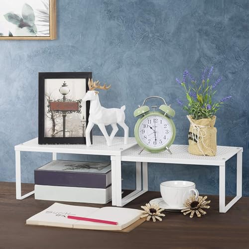 NEX Kitchen Cabinet and Counter Pantry Shelf Organizer, Expandable & Stackable, White - color: White