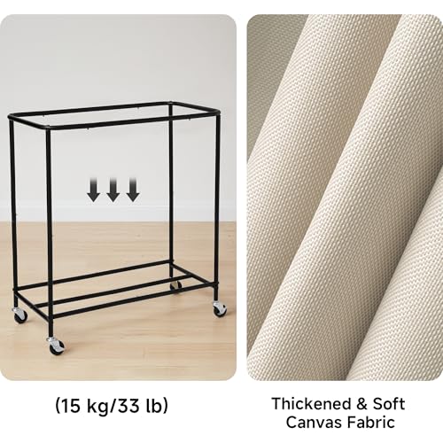 StorageWorks 3 Section Laundry Hamper, Rolling Laundry Cart with Wheels and Handles, Laundry Room Double Sorter for Organizer and Storage, 31.7 Gal(120L), Beige - color: Beige, size: 120L(3-Section)