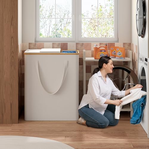 170L Laundry Hamper with Lid 3 Section, Extra Large Laundry Basket with 3 Removable Bags, Laundry Basket Organizer for Bedroom, Laundry Room, Dorm, Clothes Hamper, Beige - color: Beige, size: 170L