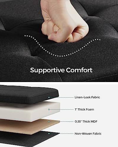 SONGMICS Mazie Collection - 30 Inches Folding Storage Ottoman Bench, Ottoman Foot Rest, End of Bed Bench, Storage Chest, Load 660 lb, for Living Room, Bedroom, Entryway, Ink Black ULSF047B01 - color: Ink Black, size: 15"D x 30"W x 15"H