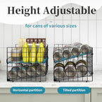 3-Pack Stackable Can Rack Organizer for Pantry, Adjustable Can Holder for Various Ounce of Cans up to 90, Rolling Can Dispenser for Canned Food Soup Goods Storage in Kitchen Cabniet, 2 Tier, Black - style: 2-Tier 3-Pack