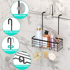 HapiRm Hanging Shower Caddy Organizer - No Drilling Shower Organizer with Hooks, Rustproof & Waterproof 304 Stainless Steel Bathroom Shelves - Black (1 Basket) - color: Black- 1 Basket