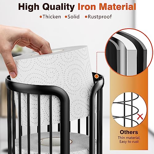 Bunoxea Toilet Paper Holder Stand, Freestanding Toilet Tissue Organizer, Minimalistic Storage Solution, Reserve Mega Rolls-Modern Black - color: Black, size: 1 Pack