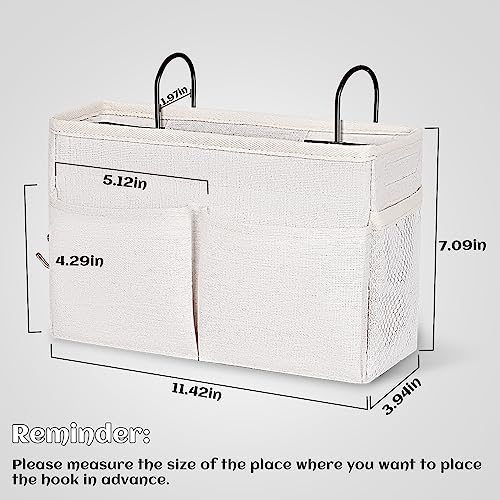 Bedside Caddy White Bedside Hanging Storage Basket Bed Caddy for Headboards Bunk Dorm Rooms Crib Beds Rails Organizer (White) - color: White