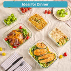 Vtopmart 2.26L/76oz Extra Large Glass Food Storage Containers with Lids, 6 pack Meal Prep Container Set, Airtight Lunch Boxes with Snap Locking Lids for Microwave, Oven, Freezer, Dishwasher - size: 6pack mixed sizes