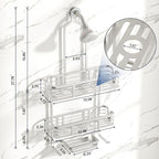 Shower Caddy Hanging, Never Rust Aluminum Shower Organizer, Over Showerhead No Drilling Shower Racks, with Soap Holder Multi Hooks Bathroom Storage for Shampoo Sponge,Silvery - color: Silvery