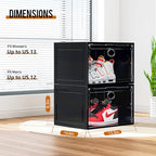 KEFA XL Shoe Storage Box Organizer, 8 Pack Shoe Boxes Clear Plastic Stackable, Sneaker Display Case Container Fit for US 13 (Side 8 PACK BLACK) - color: 8 PACK BLACK