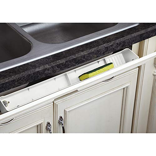Rev-A-Shelf 22" Tip-Out Plastic Sink Tray for Kitchen and Bathroom Base Cabinets, Large Pullout Vanity Shelf Home Organizer, White, LD-6591-22-11-1 - size: 2.1" x 22" x 3.8"