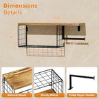 VITVITI Toilet Paper Holder with Shelf, Wall Mounted Toilet Paper Storage Basket, Wood Metal Toilet Roll and Wipes Holder for Bathroom Farmhouse (Brown) - color: Brown