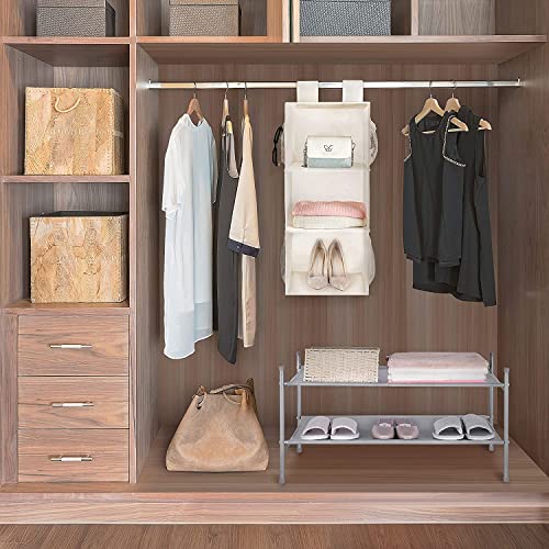 MAX Houser 3-Shelf Hanging Closet Organizers, Collapsible Closet Hanging Shelves for Camper, Nursery Hanging Organizers, Beige, 2-Pack - color: Beige2