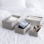 LA JOLIE MUSE Storage Baskets Set 4 - Stackable Woven Basket Paper Rope Bin, Storage Boxes for Makeup Closet Bathroom Bedroom (Gray) - color: Gray
