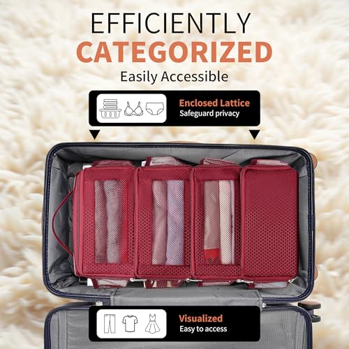 Suitcase Organizer Travel Bags Organizer for Luggage Compression Hanging Packing Cubes for Travel Carry on Closet (Bag Only) - color: Wine, size: Small