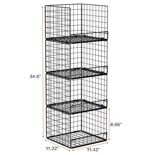 Stackable Closet Organizers and Storage Baskets, 4-Tier Closet Shelf Organizer , Space-Saving Clothes Storage Drawer, Foldable Clothes Storage Bins for Closet Organizer System, Black(Patent 30022416) - color: Black, size: 4-Tier