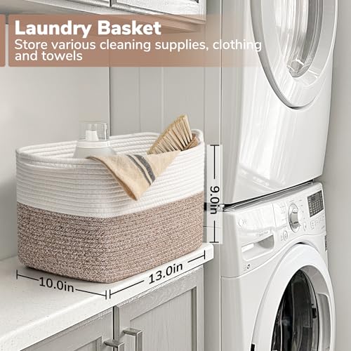 Goodpick Cube Storage Bins - Shelf Baskets for Toys Storage, Closet Storage Bins for Towel Book Clothes, Woven Basket for Shelves Baby Laundry Basket, 13''x10''x9'' - color: Brown, size: 13"L x 10"W x 9"H
