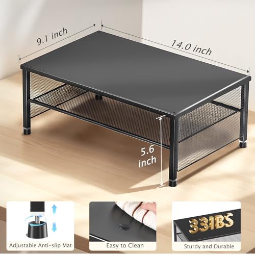 ECOLOVI 2-Tier Computer Monitor Stand Riser, Desk Organizer for Monitor, Printer & Laptop Stand, Desktop Workspace Organizers for Office Supplies(Black) - color: Black