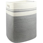 Casaphoria Woven Rope Laundry Hamper, Bin for Living Room, Storage Basket, Blanket Container, Dirty Clothes Hamper 16x13x22in - Light Gray - color: Light Gray