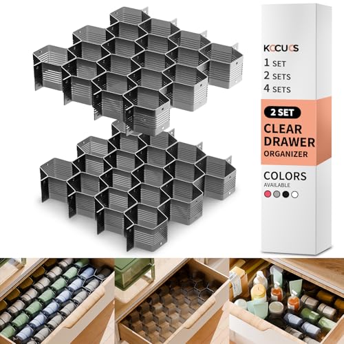 Honeycomb Separator Adjustable Drawer Organizer Divider for Underwear Belt-Scarf Socks Organizer (Black(2pcs)) - color: Black(2pcs)